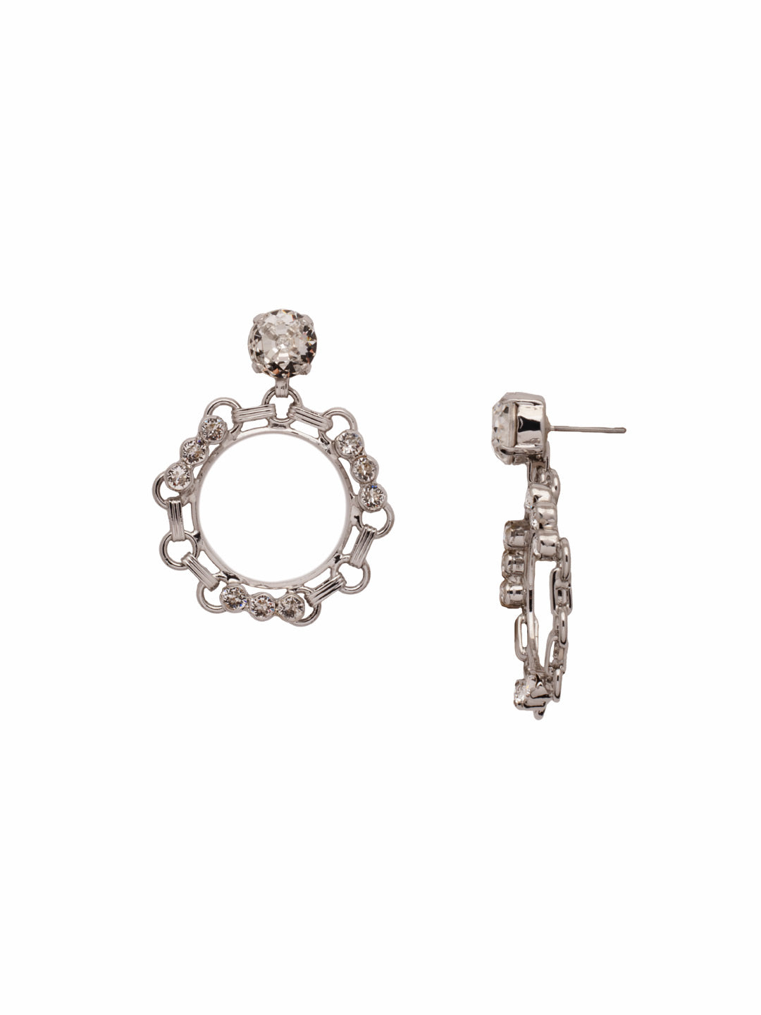 Patrice Statement Earring - EEZ20PDCRY - <p>The prongless style of the Patrice Statement Earrings is the hottest new Sorrelli staple. Alternating stud crystals and chain links form a small hoop, attached to a crystal stud post. From Sorrelli's Crystal collection in our Palladium finish.</p>