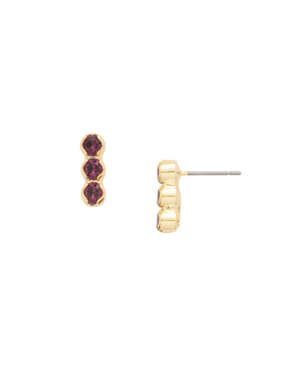 Patrice Stud Earring - EEZ21BGMRL - <p>The Patrice Stud Earrings are a dainty dream! Three small round crystals connect together on a post. From Sorrelli's Merlot collection in our Bright Gold-tone finish.</p>