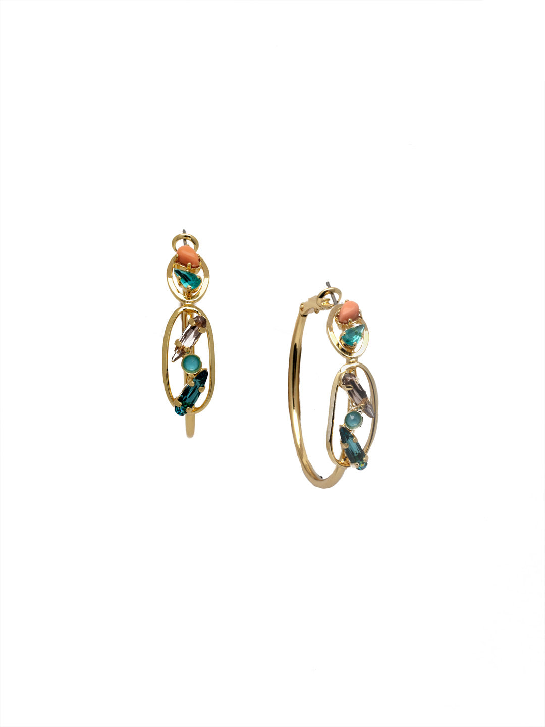 Moira Hoop Earring - EEZ4BGSOP - <p>The Moira Hoop Earrings feature two decorative ovals, embellished with an assortment of crystals. From Sorrelli's South Pacific collection in our Bright Gold-tone finish.</p>