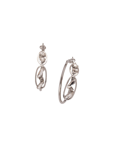 Moira Hoop Earring - EEZ4PDCRY - <p>The Moira Hoop Earrings feature two decorative ovals, embellished with an assortment of crystals. From Sorrelli's Crystal collection in our Palladium finish.</p>