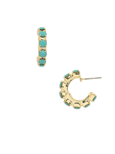 Marnie Hoop Earring - EFA2BGSTO - <p>The Marnie Huggie Hoop Earrings feature a tiny open hoop lined with crystals. From Sorrelli's Santorini collection in our Bright Gold-tone finish.</p>
