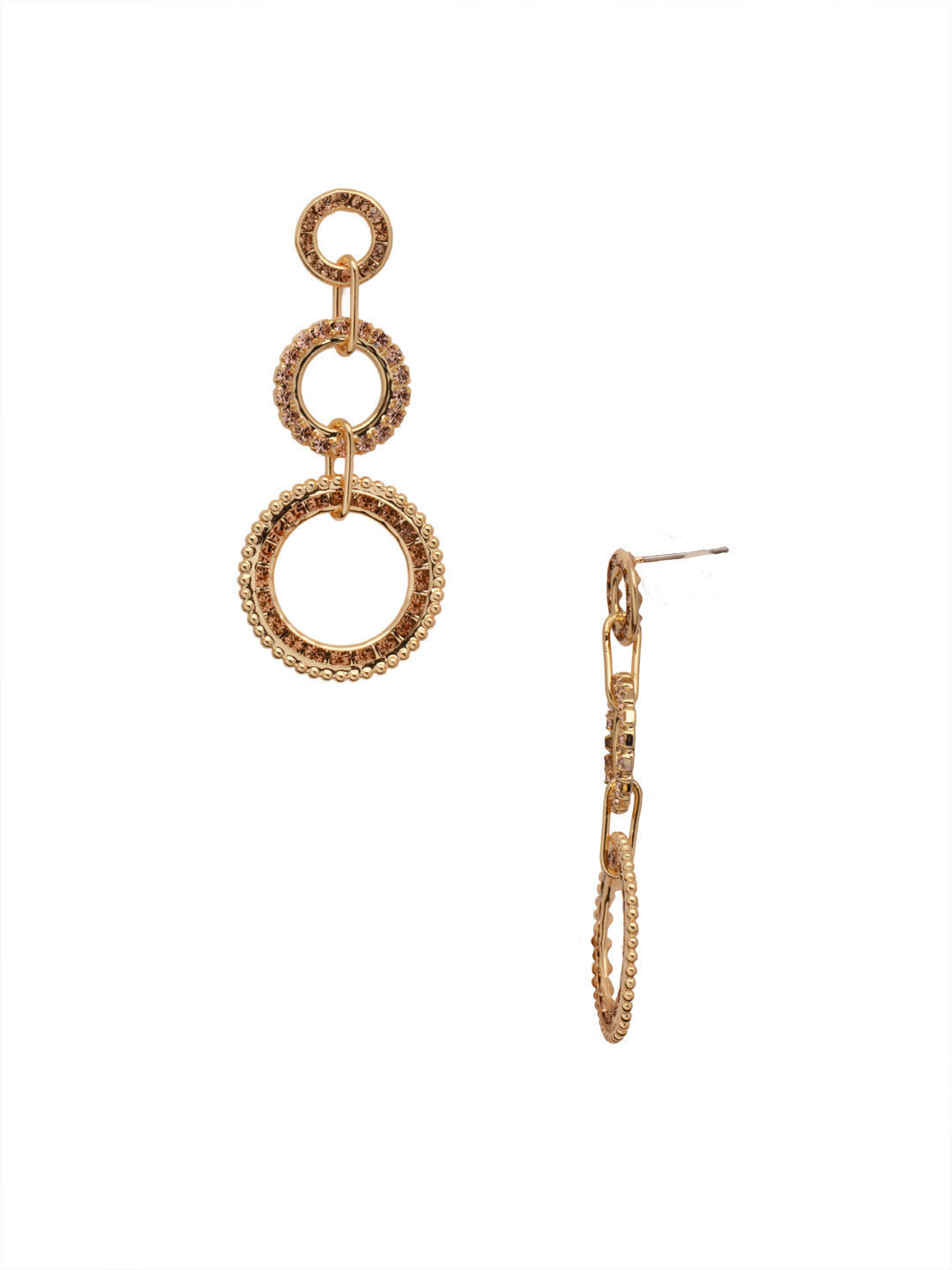 Ramona Trio Dangle Earring - EFC11BGRSU - <p>The Ramona Trio Dangle Earrings feature three round rhinestone links ascending down from a single post. From Sorrelli's Raw Sugar collection in our Bright Gold-tone finish.</p>