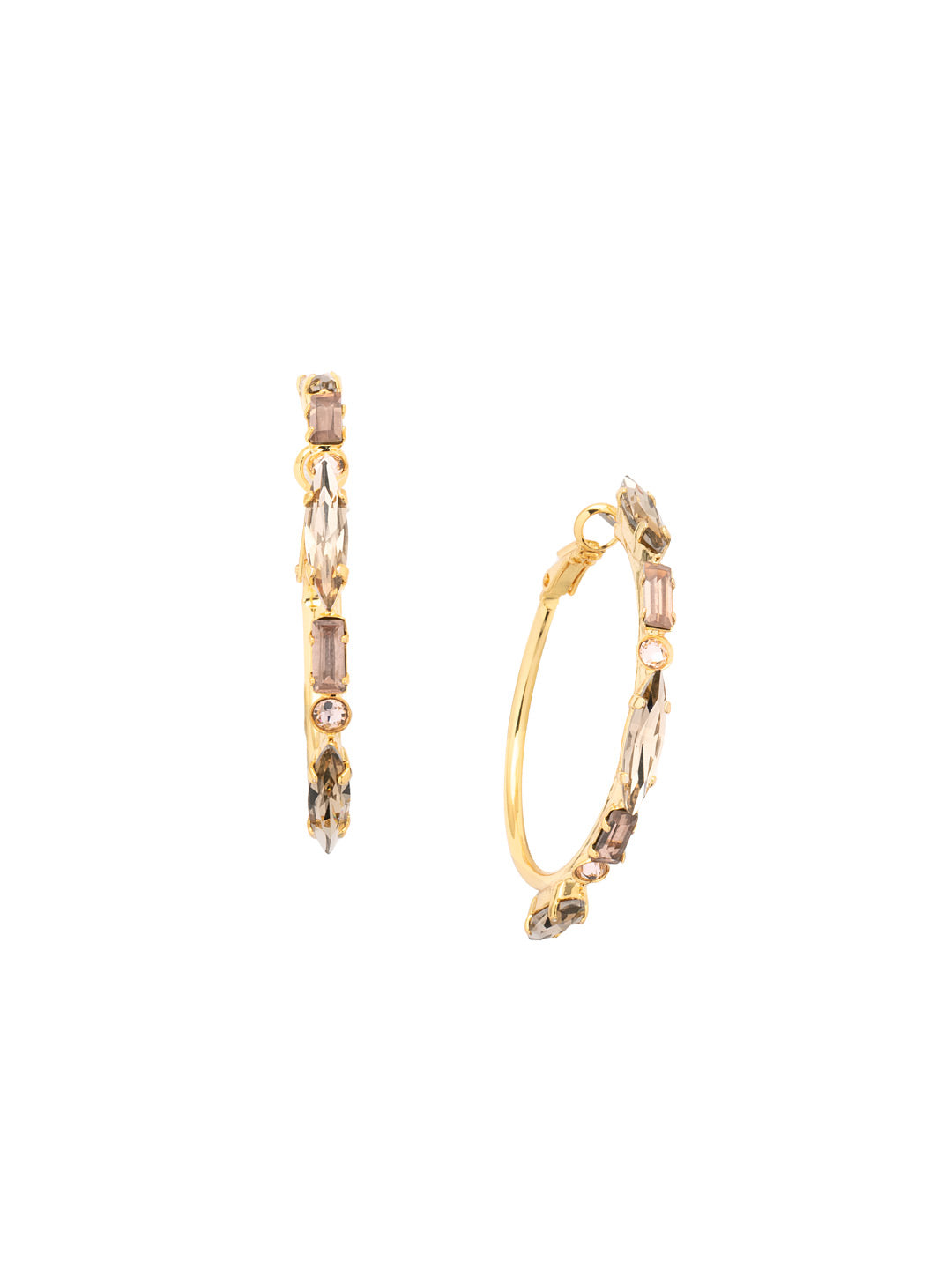 Emory Hoop Earring - EFC21BGRSU - <p>The Emory Hoop Earrings feature a line of baguette, round, and emerald cut crystals on a classic metal hoop. From Sorrelli's Raw Sugar collection in our Bright Gold-tone finish.</p>