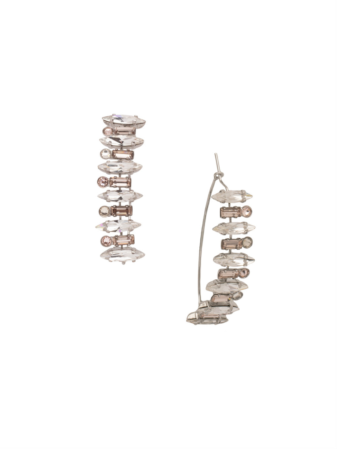 Emory Statement Hoop Earring - EFC22PDSNB - <p>The Emory Statement Hoop Earrings Feature a line of oversized baguette, round, and emerald cut crystals on a trendy elongated thin hoop. From Sorrelli's Snow Bunny collection in our Palladium finish.</p>
