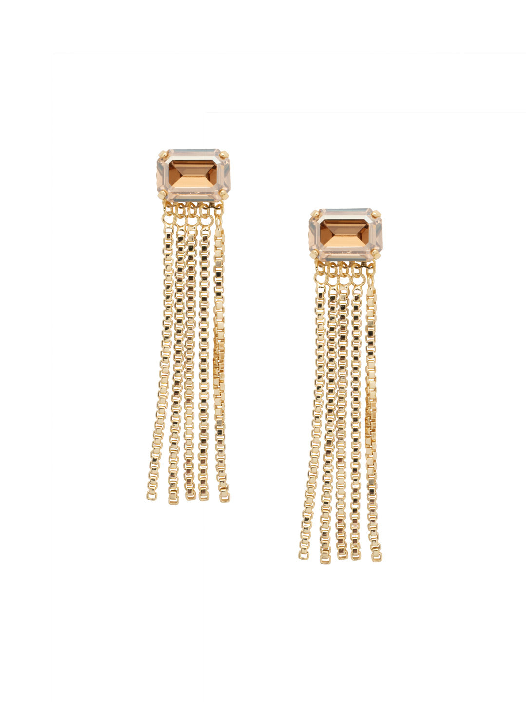 Brynn Statement Earring - EFC2BGRSU - <p>The Brynn Statement Earrings features layers of box chains dangling from a single emerald cut crystal. From Sorrelli's Raw Sugar collection in our Bright Gold-tone finish.</p>