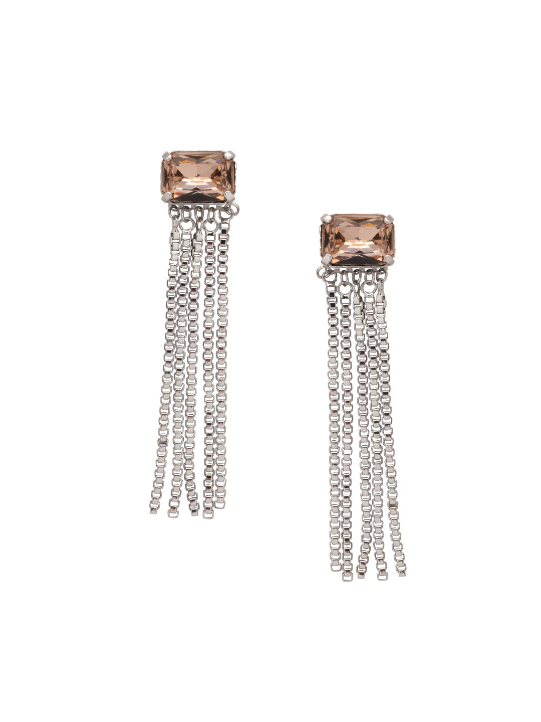Brynn Statement Earring - EFC2PDSNB - <p>The Brynn Statement Earrings features layers of box chains dangling from a single emerald cut crystal. From Sorrelli's Snow Bunny collection in our Palladium finish.</p>
