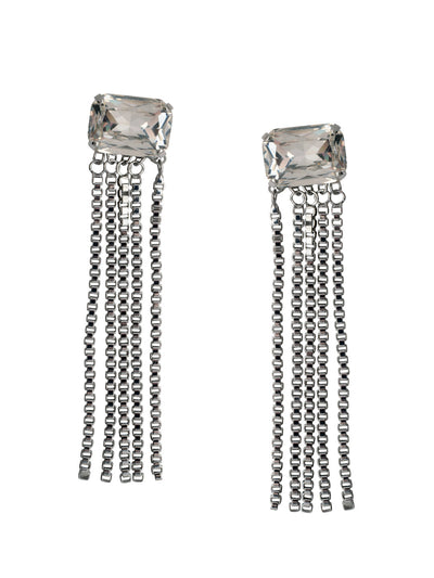 Brynn Statement Earring - EFC2PDSNI - <p>The Brynn Statement Earrings features layers of box chains dangling from a single emerald cut crystal. From Sorrelli's Starry Night collection in our Palladium finish.</p>