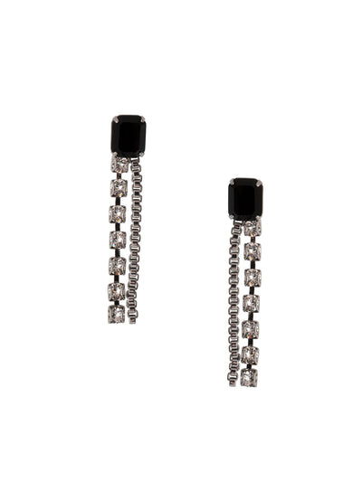 Miriam Double Dangle Earring - EFC45PDSNI - <p>The Miriam Double Dangle Earrings feature a crystal studded chain and a box chain dangling from an emerald cut crystal. From Sorrelli's Starry Night collection in our Palladium finish.</p>