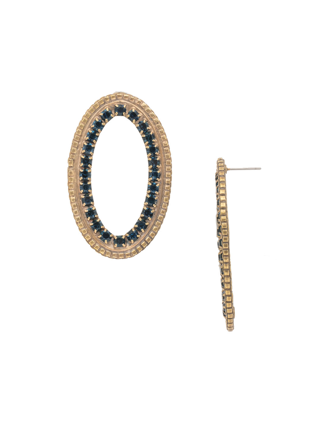 Sierra Statement Earring - EFC46AGVBN - <p>The Sierra Statement Earrings feature a dramatic oval hoop style with studded crystals. From Sorrelli's Venice Blue collection in our Antique Gold-tone finish.</p>