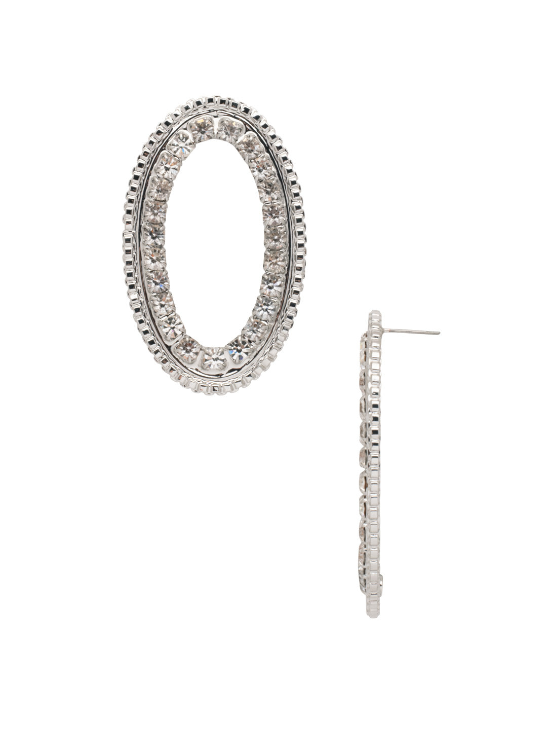 Sierra Statement Earring - EFC46PDSNB - <p>The Sierra Statement Earrings feature a dramatic oval hoop style with studded crystals. From Sorrelli's Snow Bunny collection in our Palladium finish.</p>