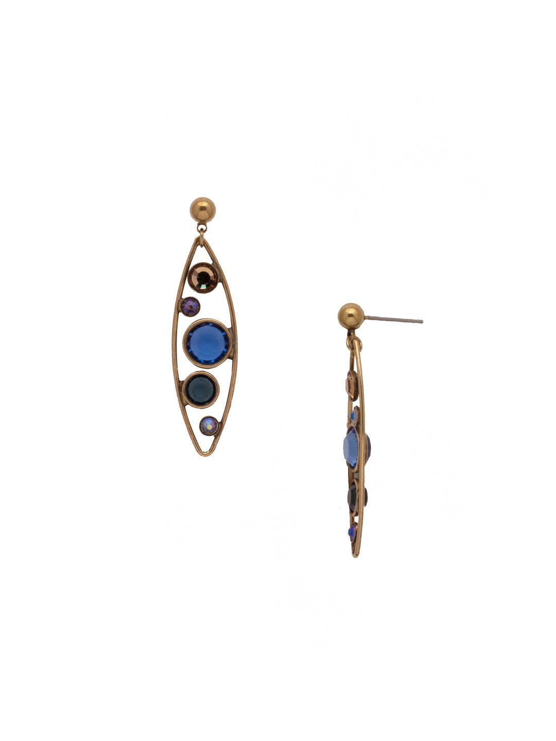 Charlene Dangle Earring - EFC50AGVBN - <p>The Charlene Dangle Earrings feature delicate crystal channels nestled in an oblong metal hoop, attached to a post. From Sorrelli's Venice Blue collection in our Antique Gold-tone finish.</p>
