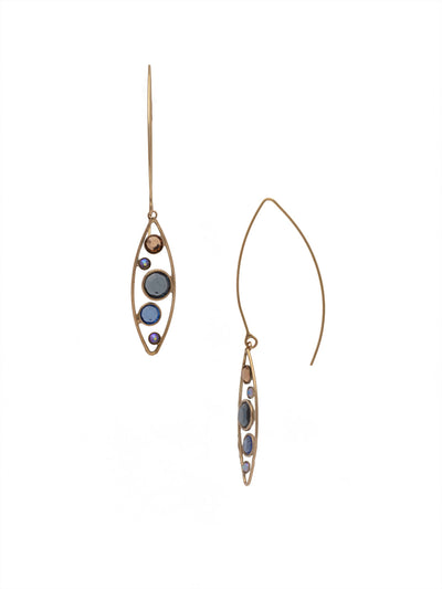 Charlene Drop Dangle Earring - EFC51AGVBN - <p>The Charlene Drop Dangle Earrings feature delicate crystal channels nestled in an oblong metal hoop, attached to an open threader style French wire. From Sorrelli's Venice Blue collection in our Antique Gold-tone finish.</p>
