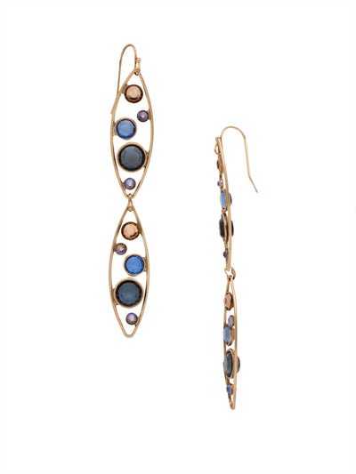 Charlene Double Dangle Earring - EFC52AGVBN - <p>The Charlene Double Dangle Earrings feature delicate crystal channels nestled in two oblong metal hoops, attached to a French wire. From Sorrelli's Venice Blue collection in our Antique Gold-tone finish.</p>