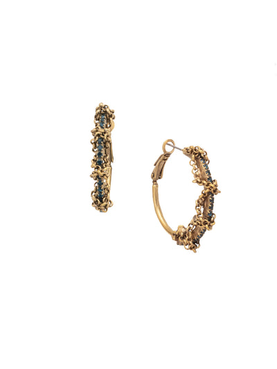 Brandi Petite Hoop Earring - EFC60AGVBN - <p>The Brandi Petite Hoop Earrings feature a classic crystal hoop elevated with a braided chain design. From Sorrelli's Venice Blue collection in our Antique Gold-tone finish.</p>