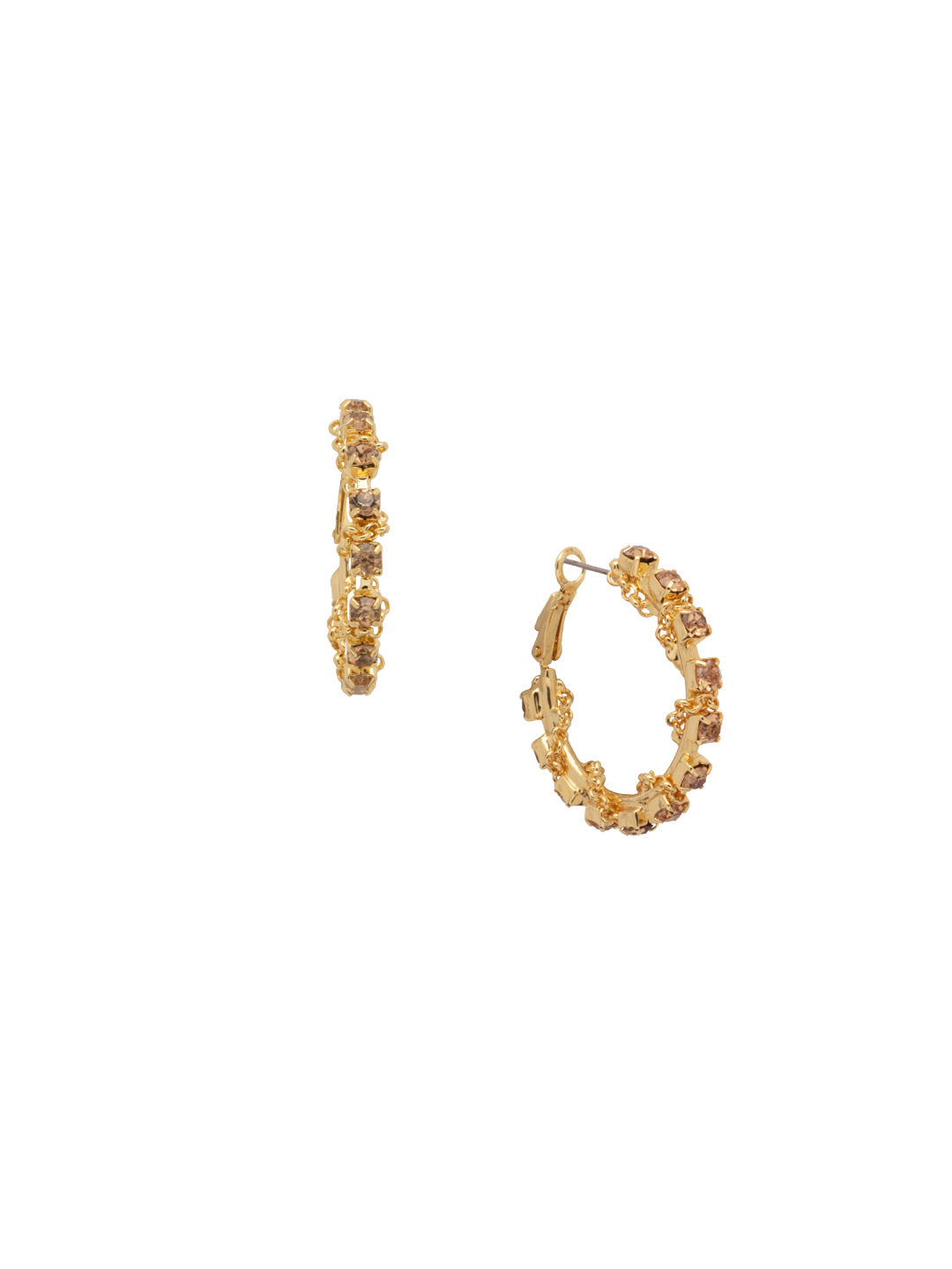 Brandi Classic Hoop Earring - EFC63BGRSU - <p>The Brandi Classic Hoop Earrings feature heavier classic crystals on a hoop, elevated with a braided chain design. From Sorrelli's Raw Sugar collection in our Bright Gold-tone finish.</p>