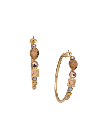 Elaina Hoop Earring - EFC70BGRSU - <p>The Elaina Hoop Earrings feature a classic round metal hoop studded with an assortment of crystals and semi-precious stones. From Sorrelli's Raw Sugar collection in our Bright Gold-tone finish.</p>