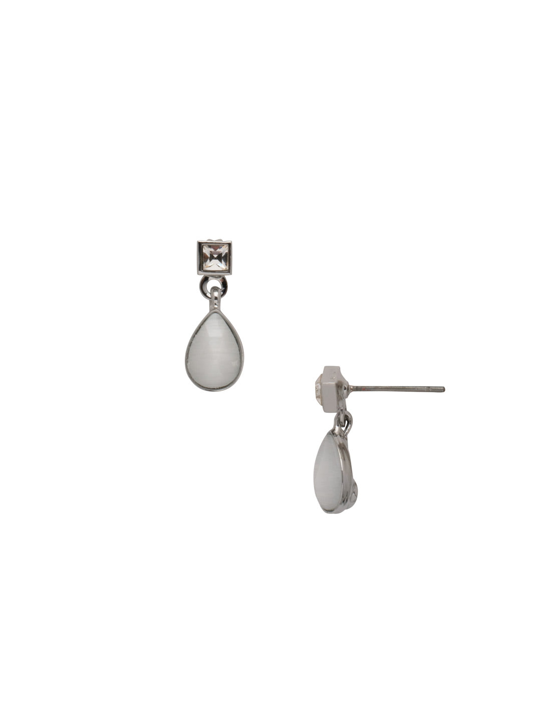 Elaina Petite Dangle Earring - EFC72PDSNB - <p>The Elaina Petite Dangle Earrings feature a small square cut crystal on a post, with a large pear cut semi-precious stone dangling below. From Sorrelli's Snow Bunny collection in our Palladium finish.</p>