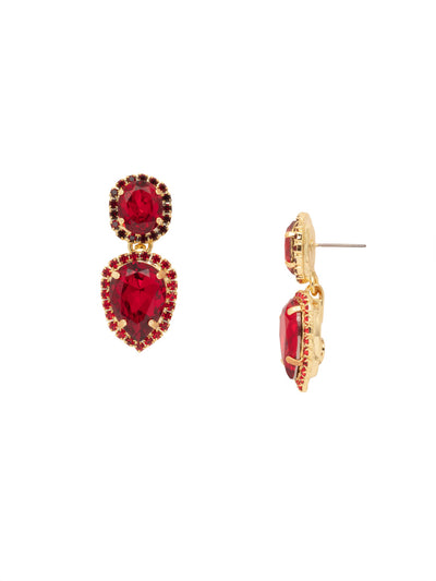 Giselle Statement Earring - EFC80BGCB - <p>The Giselle Statement Earrings feature pear and round halo cut crystals dangling from a post. From Sorrelli's Cranberry collection in our Bright Gold-tone finish.</p>