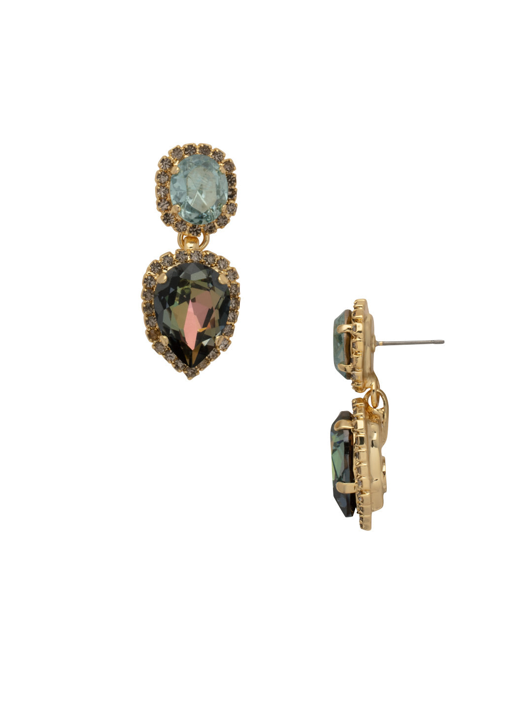 Giselle Statement Earring - EFC80BGLBH - <p>The Giselle Statement Earrings feature pear and round halo cut crystals dangling from a post. From Sorrelli's Laguna Beach collection in our Bright Gold-tone finish.</p>