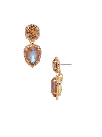 Giselle Statement Earring - EFC80BGRSU - The Giselle Statement Earrings feature pear and round halo cut crystals dangling from a post. From Sorrelli's Raw Sugar collection in our Bright Gold-tone finish.
