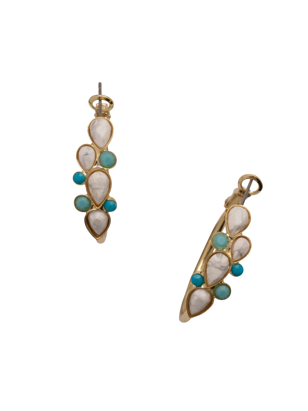 Shelly Hoop Earrings - EFD1BGSTO - <p>The Shelly Hoop Earrings feature an assortment of round and pear cut semi-precious stones on a classic metal hoop. From Sorrelli's Santorini collection in our Bright Gold-tone finish.</p>