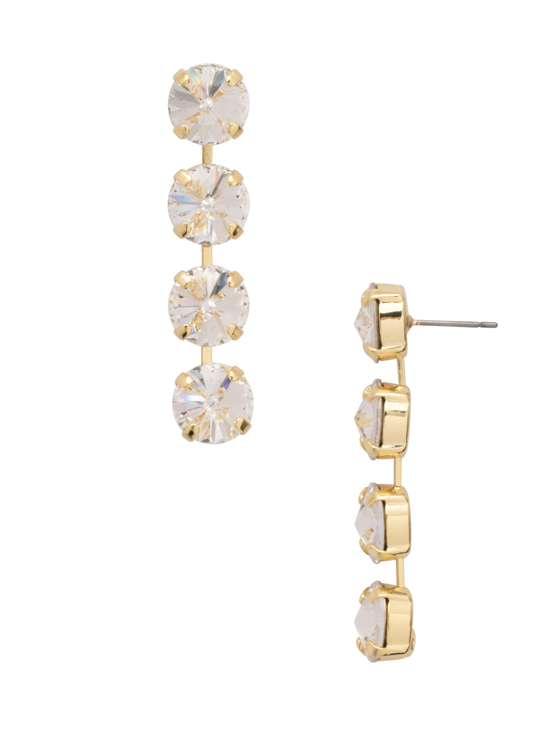 Mara Statement Earrings - EFD75BGCRY - <p>The Mara Statement Earrings feature four rivoli cut crystals in a row. From Sorrelli's Crystal collection in our Bright Gold-tone finish.</p>