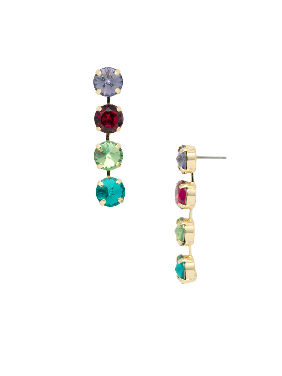 Mara Statement Earrings - EFD75BGHBR - <p>The Mara Statement Earrings feature four rivoli cut crystals in a row. From Sorrelli's Happy Birthday Redux collection in our Bright Gold-tone finish.</p>