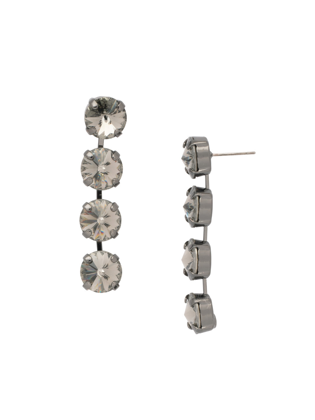 Mara Statement Earrings - EFD75GMBD - <p>The Mara Statement Earrings feature four rivoli cut crystals in a row. From Sorrelli's Black Diamond collection in our Gun Metal finish.</p>