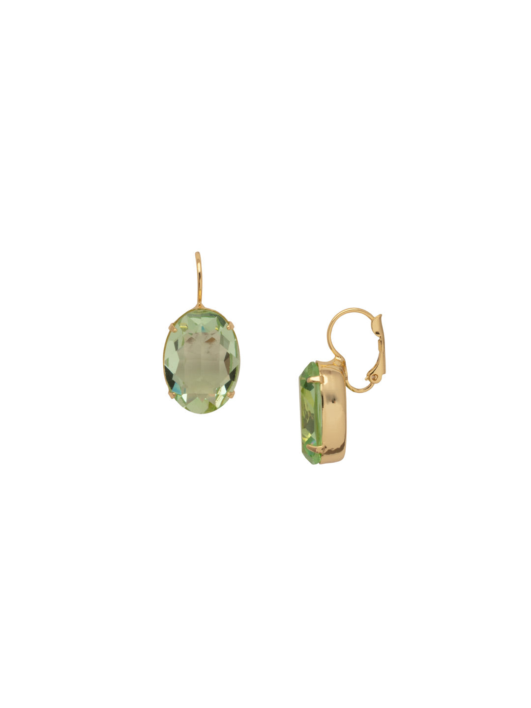 Julianna Oval Dangle Earrings - EFD76BGSGR - <p>The Julianna Oval Dangle Earrings feature a single oval cut candy gem on a lever back French wire. From Sorrelli's Sage Green collection in our Bright Gold-tone finish.</p>