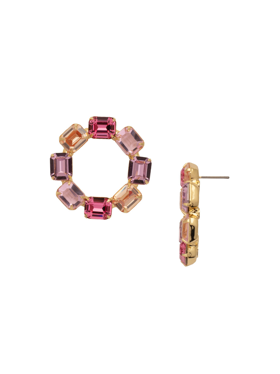 Octavia Statement Earrings - EFD78BGFSK - <p>The Octavia Statement Earrings feature a wreath of octagon cut crystals on a post. From Sorrelli's First Kiss collection in our Bright Gold-tone finish.</p>