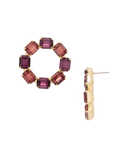 Octavia Statement Earrings - EFD78BGMRL - <p>The Octavia Statement Earrings feature a wreath of octagon cut crystals on a post. From Sorrelli's Merlot collection in our Bright Gold-tone finish.</p>