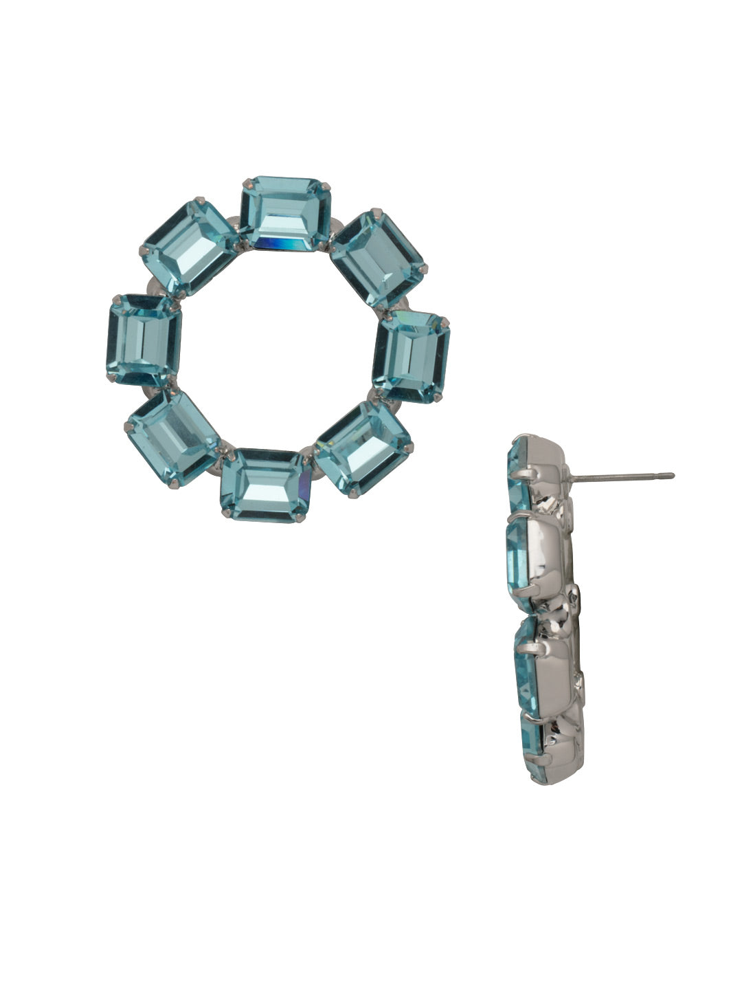 Octavia Statement Earrings - EFD78PDAQU - <p>The Octavia Statement Earrings feature a wreath of octagon cut crystals on a post. From Sorrelli's Aquamarine collection in our Palladium finish.</p>