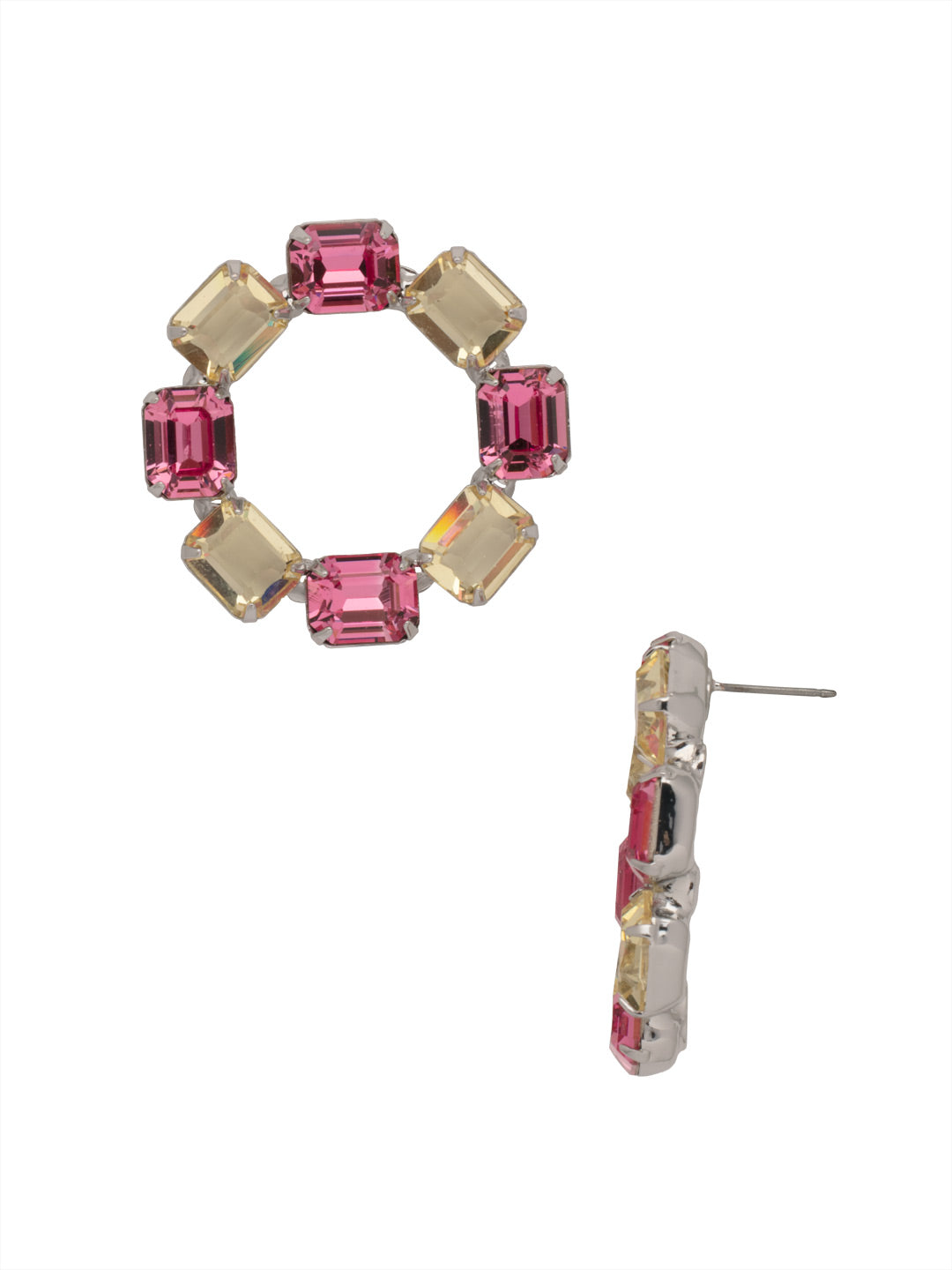 Octavia Statement Earrings - EFD78PDPPN - <p>The Octavia Statement Earrings feature a wreath of octagon cut crystals on a post. From Sorrelli's Pink Pineapple collection in our Palladium finish.</p>