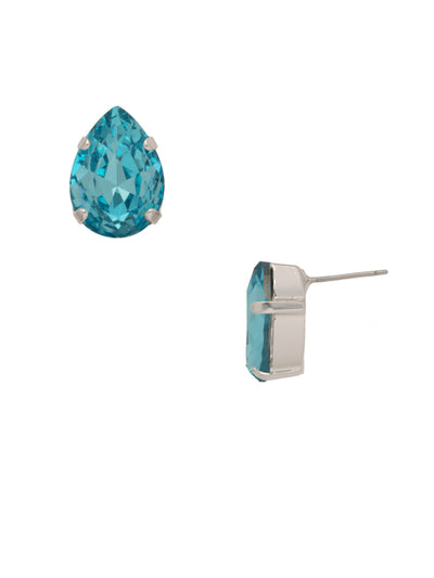 Eileen Stud Earrings - EFF100PDAQU - <p>The Eileen Stud Earrings feature a single pear cut candy gem crystal on a post. From Sorrelli's Aquamarine collection in our Palladium finish.</p>