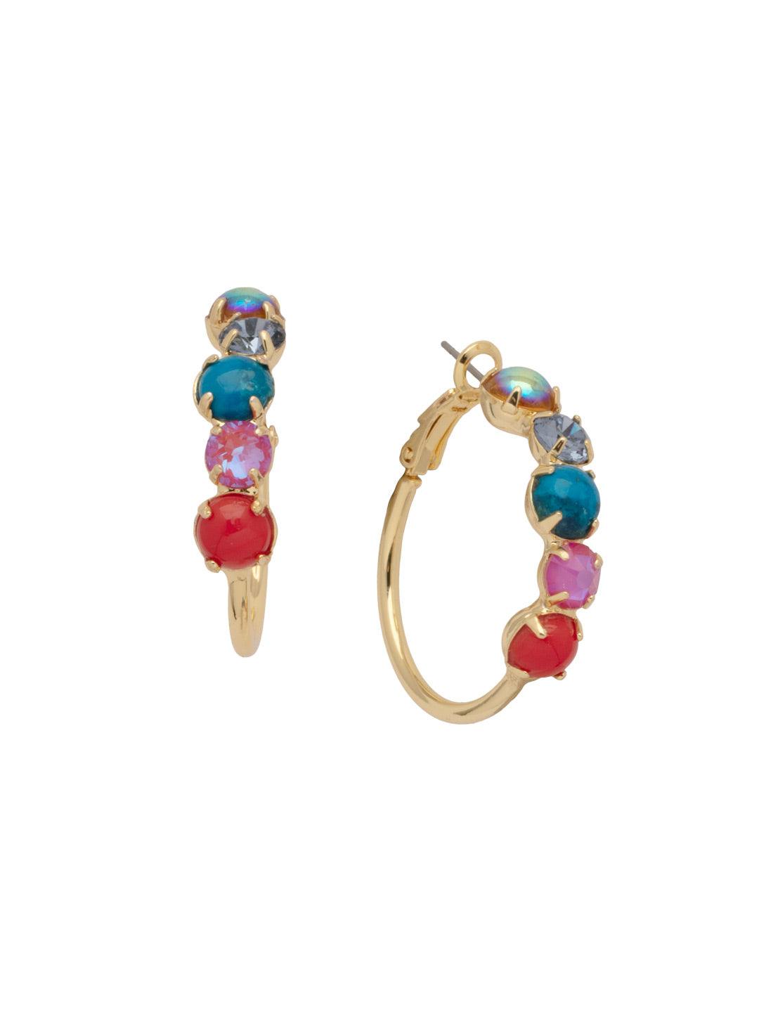 Xena Hoop Earrings - EFF112BGHBR - <p>The Xena Hoop Earrings feature small round cut crystals and semi-precious stones on a classic metal hoop. From Sorrelli's Happy Birthday Redux collection in our Bright Gold-tone finish.</p>