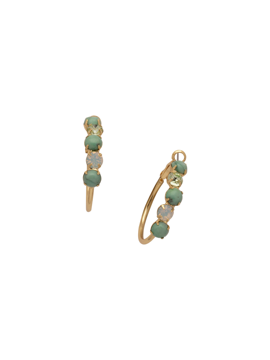 Xena Hoop Earrings - EFF112BGSGR - <p>The Xena Hoop Earrings feature small round cut crystals and semi-precious stones on a classic metal hoop. From Sorrelli's Sage Green collection in our Bright Gold-tone finish.</p>