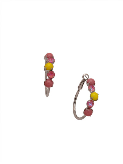 Xena Hoop Earrings - EFF112PDPPN - <p>The Xena Hoop Earrings feature small round cut crystals and semi-precious stones on a classic metal hoop. From Sorrelli's Pink Pineapple collection in our Palladium finish.</p>