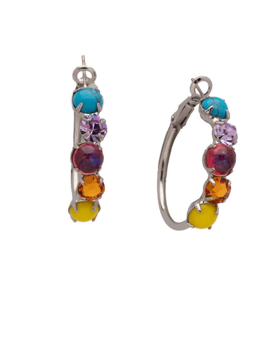 Xena Hoop Earrings - EFF112PDPRI - <p>The Xena Hoop Earrings feature small round cut crystals and semi-precious stones on a classic metal hoop. From Sorrelli's Prism collection in our Palladium finish.</p>
