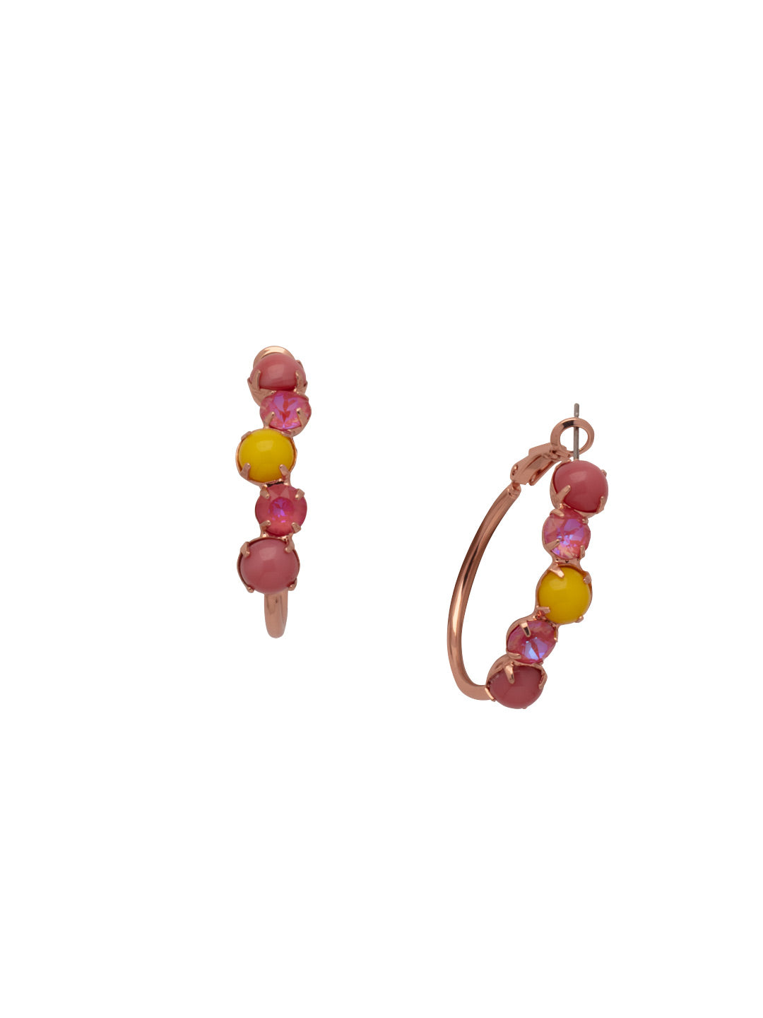 Xena Hoop Earrings - EFF112RGPPN - <p>The Xena Hoop Earrings feature small round cut crystals and semi-precious stones on a classic metal hoop. From Sorrelli's Pink Pineapple collection in our Rose Gold-tone finish.</p>