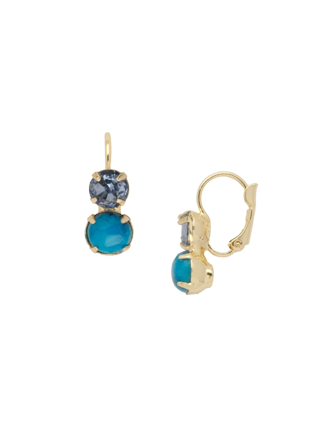 Xena Classic Dangle Earrings - EFF11BGHBR - <p>The Xena Classic Dangle Earrings feature two small round cut crystals and semi-precious stones dangling from a lever back French wire. From Sorrelli's Happy Birthday Redux collection in our Bright Gold-tone finish.</p>