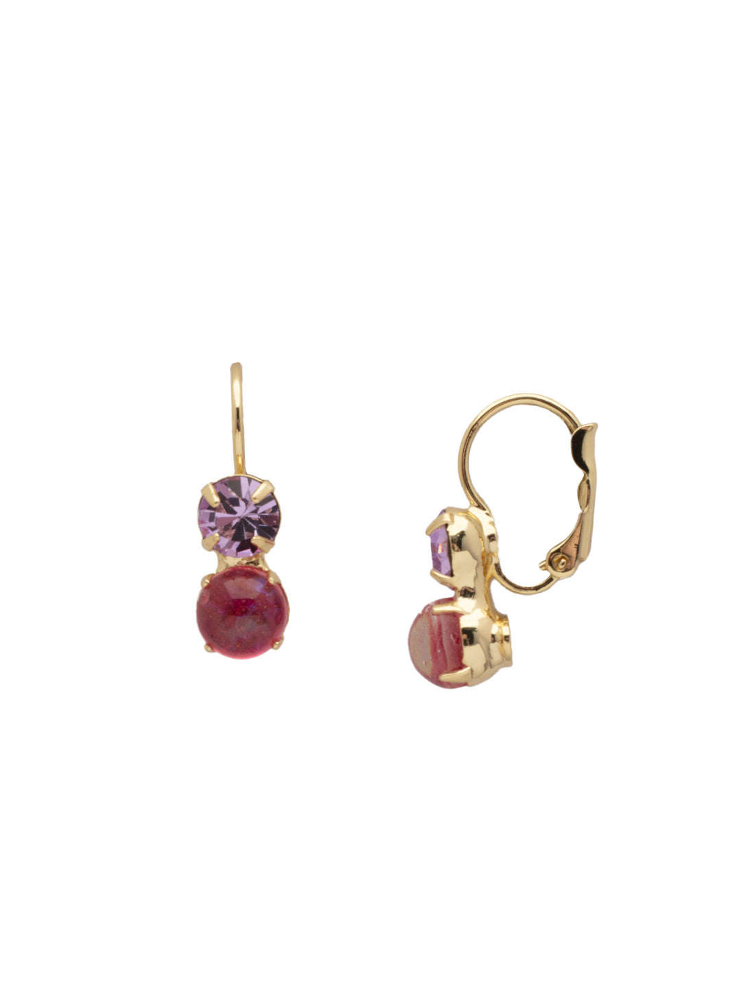 Xena Classic Dangle Earrings - EFF11BGPRI - <p>The Xena Classic Dangle Earrings feature two small round cut crystals and semi-precious stones dangling from a lever back French wire. From Sorrelli's Prism collection in our Bright Gold-tone finish.</p>