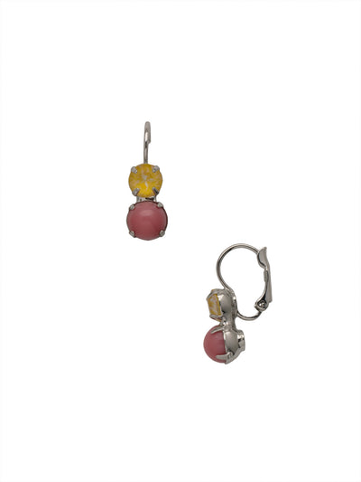 Xena Classic Dangle Earrings - EFF11PDPPN - <p>The Xena Classic Dangle Earrings feature two small round cut crystals and semi-precious stones dangling from a lever back French wire. From Sorrelli's Pink Pineapple collection in our Palladium finish.</p>