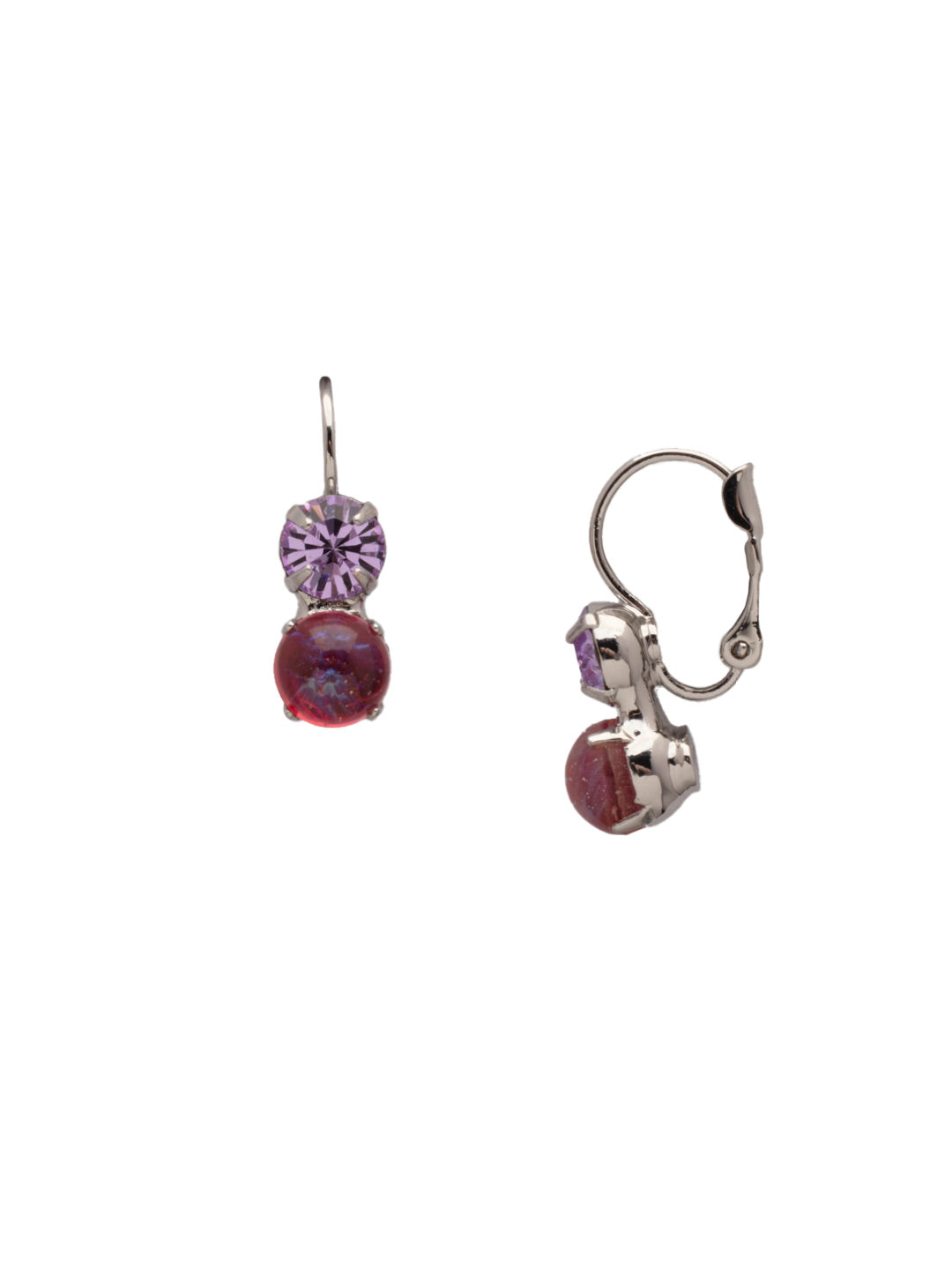 Xena Classic Dangle Earrings - EFF11PDPRI - <p>The Xena Classic Dangle Earrings feature two small round cut crystals and semi-precious stones dangling from a lever back French wire. From Sorrelli's Prism collection in our Palladium finish.</p>