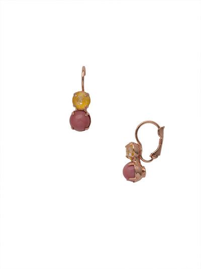 Xena Classic Dangle Earrings - EFF11RGPPN - <p>The Xena Classic Dangle Earrings feature two small round cut crystals and semi-precious stones dangling from a lever back French wire. From Sorrelli's Pink Pineapple collection in our Rose Gold-tone finish.</p>