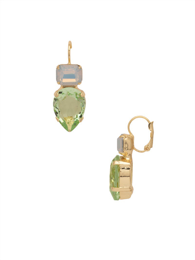 Eileen Statement Earrings - EFF120BGSGR - <p>The Eileen Statement Earrings feature an octagon cut crystal and a pear cut candy gem crystal on a lever back French Wire. From Sorrelli's Sage Green collection in our Bright Gold-tone finish.</p>