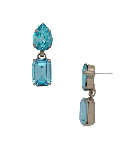 Andi Statement Earrings - EFF12ASAQU - <p>The Andi Statement Earrings feature a chunky pear cut and emerald cut crystal on a post. From Sorrelli's Aquamarine collection in our Antique Silver-tone finish.</p>