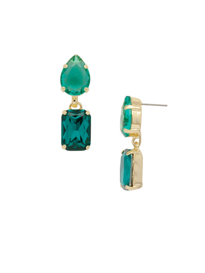 Andi Statement Earrings - EFF12BGHBR - <p>The Andi Statement Earrings feature a chunky pear cut and emerald cut crystal on a post. From Sorrelli's Happy Birthday Redux collection in our Bright Gold-tone finish.</p>
