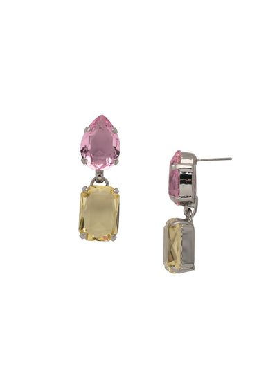 Andi Statement Earrings - EFF12PDPPN - <p>The Andi Statement Earrings feature a chunky pear cut and emerald cut crystal on a post. From Sorrelli's Pink Pineapple collection in our Palladium finish.</p>