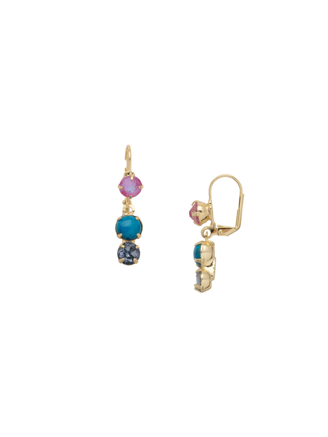 Xena Petite Dangle Earrings - EFF1BGHBR - <p>The Xena Petite Dangle Earrings feature an assortment of small round crystals and semi-precious stones on a lever back French wire. From Sorrelli's Happy Birthday Redux collection in our Bright Gold-tone finish.</p>