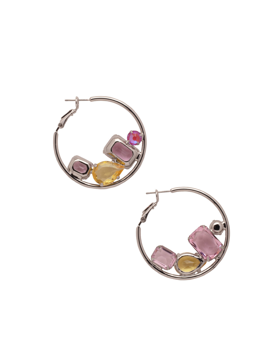 Corinne Hoop Earrings - EFF20PDPPN - <p>The Corinne Hoop Earrings feature an assortment of cut crystals set within a classic metal hoop. From Sorrelli's Pink Pineapple collection in our Palladium finish.</p>